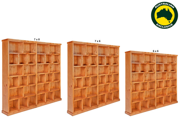 URBAN (AUSSIE MADE) FLAT TOP STAGGERED BOOKCASE COLLECTION - ASSORTED STAINED COLOURS - STARTING FROM $699