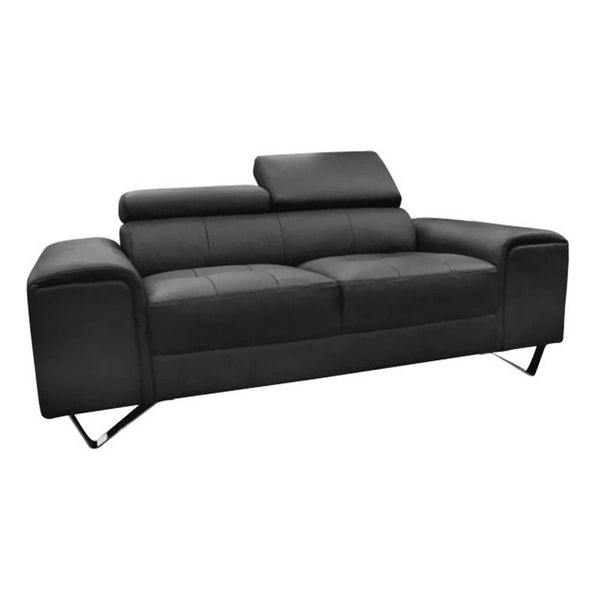BELLAGIO 3 SEATER LEATHER SOFA - BLACK