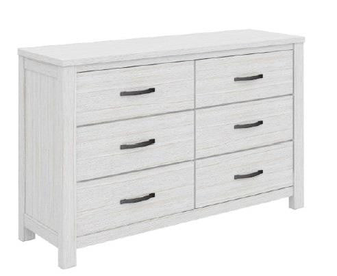 MILDRED 6 DRAWER SOLID TIMBER DRESSING TABLE / LOWBOY (6-12-15-9-14-1) - WHITE WASH