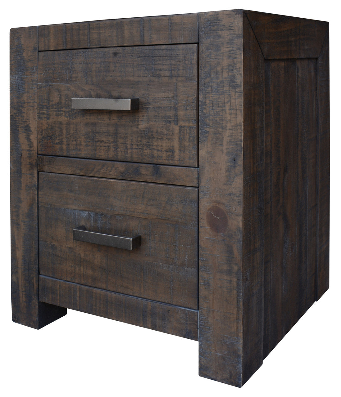 Munich 2 Drawer Bedside Table - Grey Stone