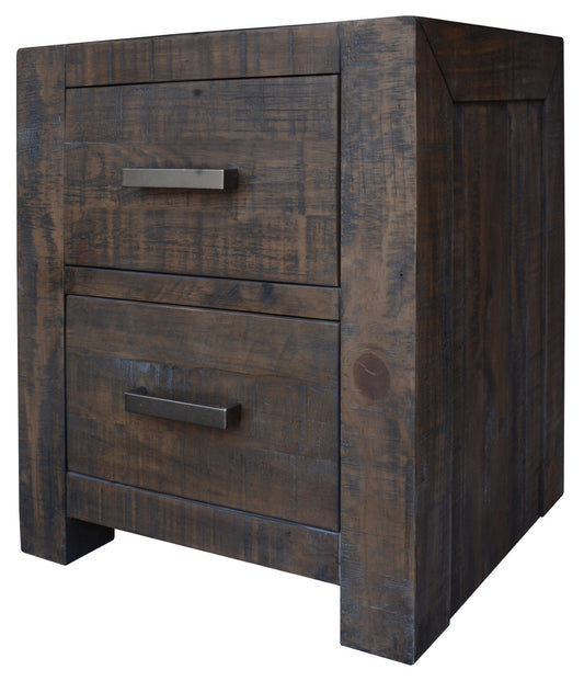 Munich 2 Drawer Bedside Table - Grey Stone