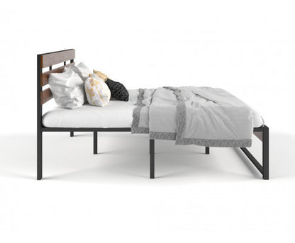 KING RADINKA WOODEN AND METAL BED FRAME - AS PICTURED