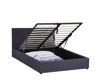 KING UMBREON LINEN FABRIC FRONT GAS LIFT BED FRAME - CHARCOAL