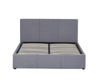 KING UMBREON LINEN FABRIC FRONT GAS LIFT BED FRAME - GREY