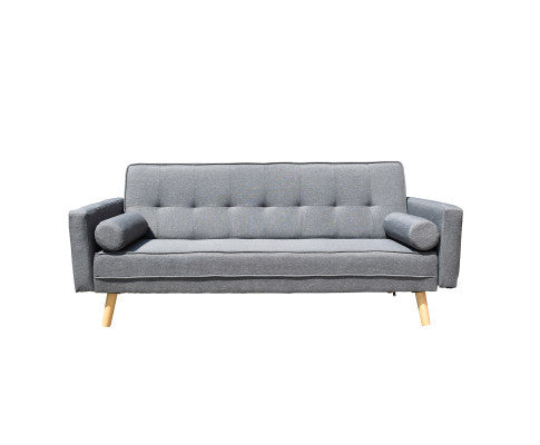 FORESTER FABRIC 3 SEATER SOFA BED RECLINER FUTON COUCH LOUNGE - CHARCOAL
