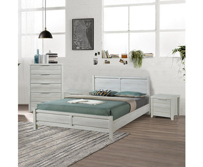 ALVARRO QUEEN 3 PIECE (BEDSIDE) BEDROOM SUITE - WHITE ASH