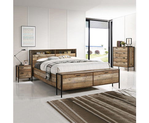 DYNIE QUEEN 4 PIECE (TALLBOY) BEDROOM SUITE WITH HEADBORAD AND FOOTBOARD STORAGE - AS PICTURED