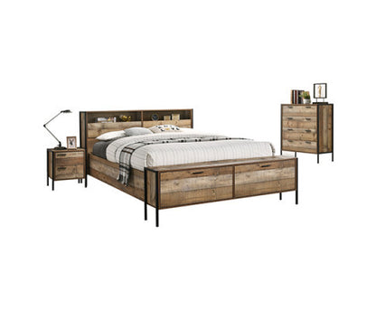 DYNIE QUEEN 4 PIECE (TALLBOY) BEDROOM SUITE WITH HEADBORAD AND FOOTBOARD STORAGE - AS PICTURED
