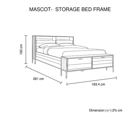 DYNIE QUEEN 4 PIECE (TALLBOY) BEDROOM SUITE WITH HEADBORAD AND FOOTBOARD STORAGE - AS PICTURED