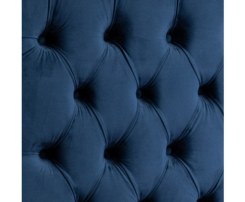 QUEEN RIDGEN BUTTONS VELVET BED WITH 3 STORAGE IN ALL THREE SIDES - BLUE