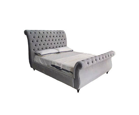 KING JAYDEN FABRIC BED FRAME - VELVET GREY
