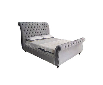 KING JAYDEN FABRIC BED FRAME - VELVET GREY