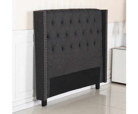 CLOVER QUEEN FABRIC HEADBOARD - CHARCOAL