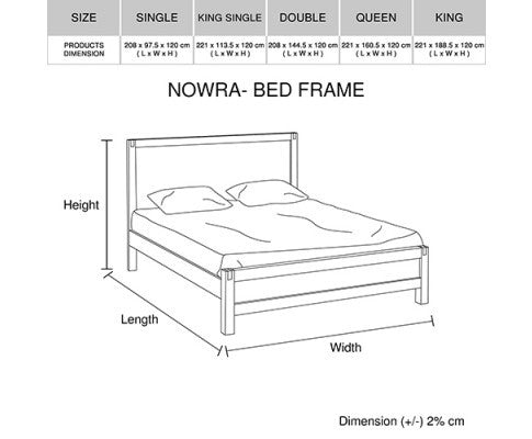 KING NOWRA ACACIA BED FRAME - CHOCOLATE