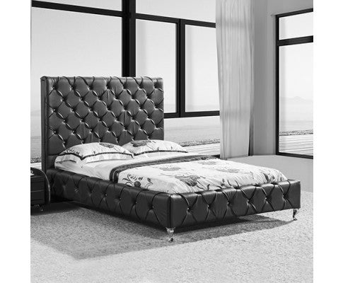 QUEEN SIRENE LEATHERETTE  BED - BLACK