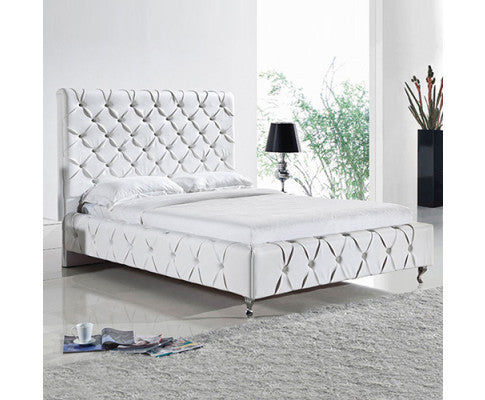 QUEEN SIRENE LEATHERETTE  BED - WHITE