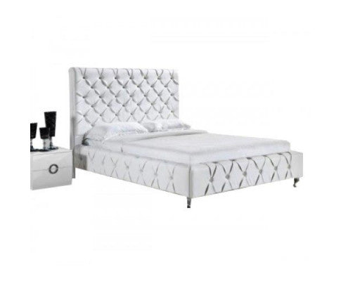 QUEEN SIRENE LEATHERETTE  BED - WHITE