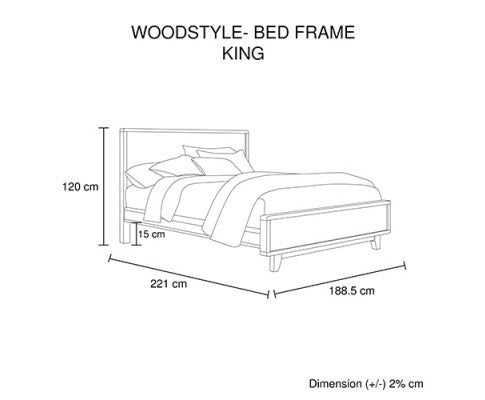 KING WOODVINCE SOLID WOOD BED FRAME- ANTIQUE LIGHT BROWN