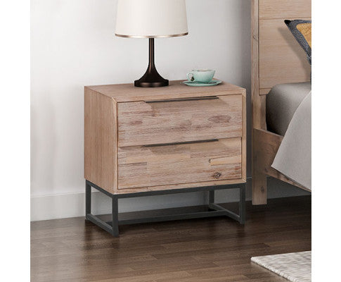 Gaile 2 Drawer Bedside Table - Tea