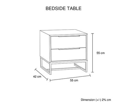 GAILE 2 DRAWER BEDSIDE TABLE - TEA