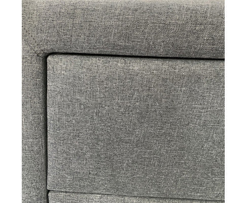 ELDIANA 2 DRAWER LINEN FABRIC BEDSIDE TABLE - 460(H) x 500(W) - LIGHT GREY