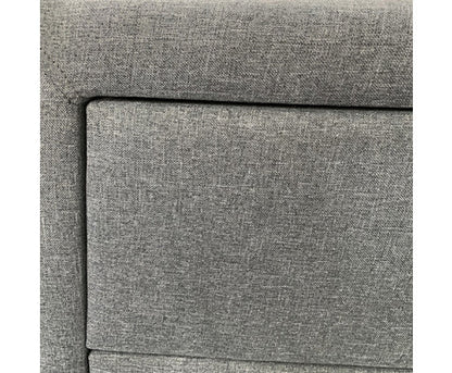 ELDIANA 2 DRAWER LINEN FABRIC BEDSIDE TABLE - 460(H) x 500(W) - LIGHT GREY