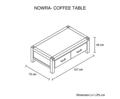 NOWRA 2 DRAWER COFFEE TABLE - CHOCOLATE