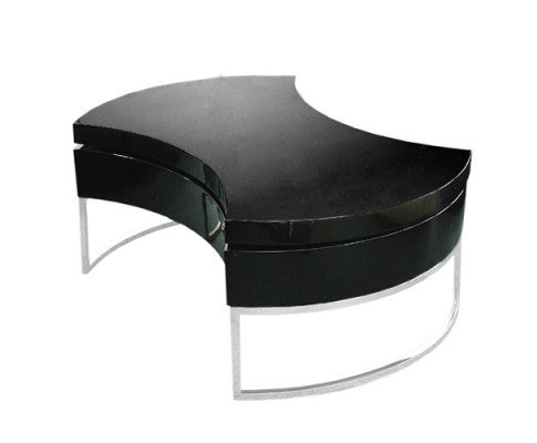 GLISHIA ADJUSTABLE ROUND COFFEE TABLE - BLACK