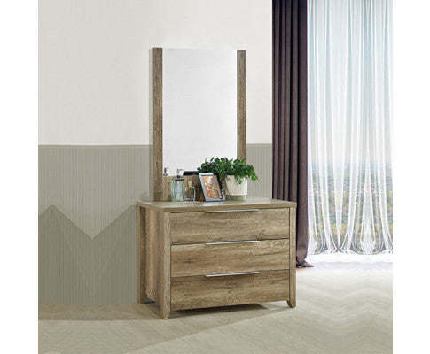 ALVARRO 3 DRAWER DRESSING TABLE WITH MIRROR - OAK