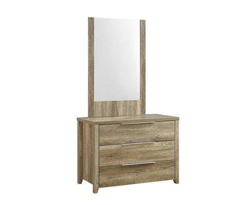 ALVARRO 3 DRAWER DRESSING TABLE WITH MIRROR - OAK