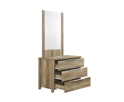 ALVARRO 3 DRAWER DRESSING TABLE WITH MIRROR - OAK