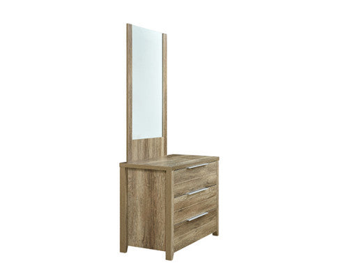 ALVARRO 3 DRAWER DRESSING TABLE WITH MIRROR - OAK