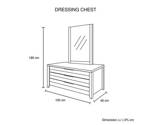 ALVARRO 3 DRAWER DRESSING TABLE WITH MIRROR - OAK