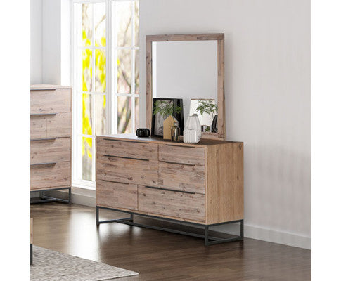 Gaile 6 Drawer Dressing Table With Mirror - Tea