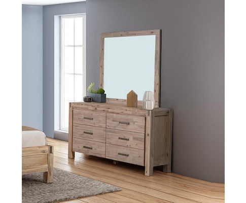 JARVAN 6 DRAWER DRESSING TABLE WITH MIRROR - CLASSIC OAK
