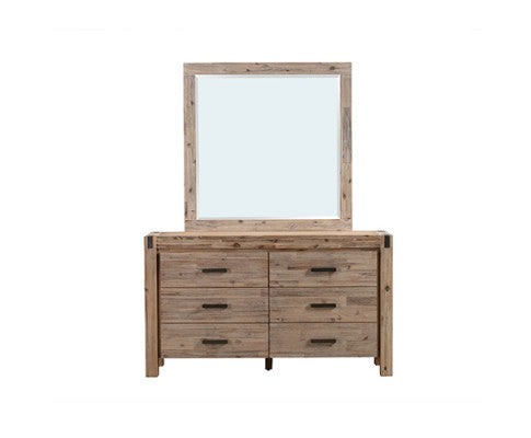 JARVAN 6 DRAWER DRESSING TABLE WITH MIRROR - CLASSIC OAK