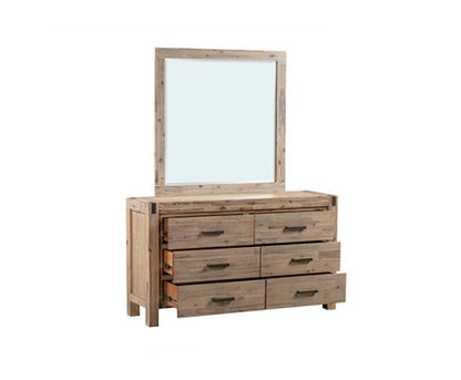 JARVAN 6 DRAWER DRESSING TABLE WITH MIRROR - CLASSIC OAK