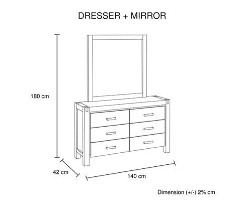 JARVAN 6 DRAWER DRESSING TABLE WITH MIRROR - CLASSIC OAK