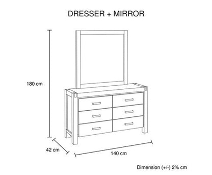 JARVAN 6 DRAWER DRESSING TABLE WITH MIRROR - CLASSIC OAK