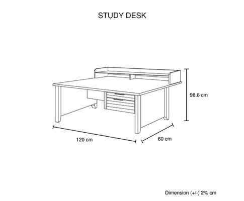 ALVARRO LAMINATED STUDY DESK - OAK