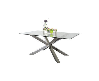 VERNAL GLASS DINING TABLE - 1800(L) x 900(D) - AS PICTURED