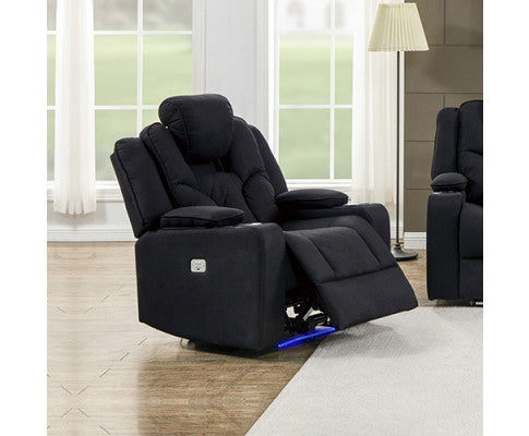 NAZNEEN SINGLE SEATER FABRIC RECLINER ARM CHAIR - BLACK