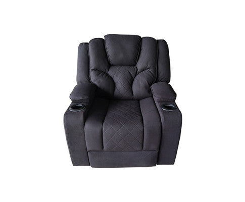 NAZNEEN SINGLE SEATER FABRIC RECLINER ARM CHAIR - BLACK