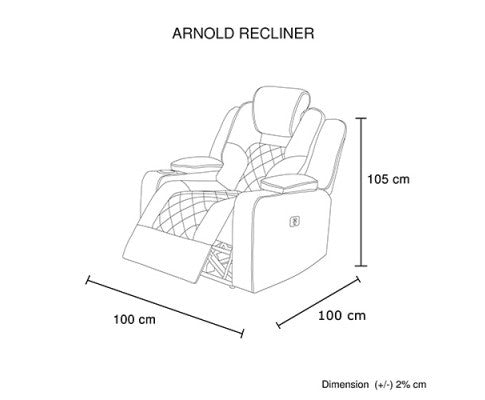 NAZNEEN SINGLE SEATER FABRIC RECLINER ARM CHAIR - BLACK