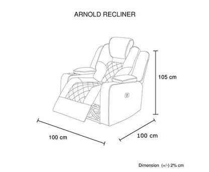 NAZNEEN SINGLE SEATER FABRIC RECLINER ARM CHAIR - BLACK
