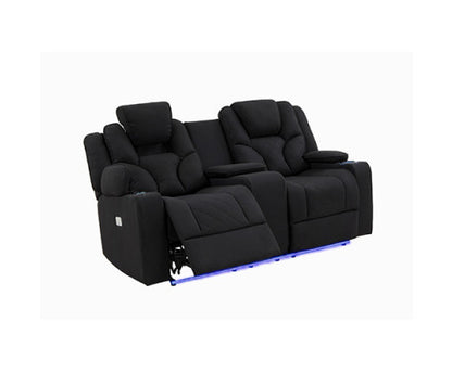 NAZNEEN 2 SEATER FABRIC RECLINER ARM CHAIR - BLACK