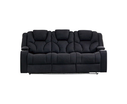NAZNEEN 3 SEATER FABRIC RECLINER ARM CHAIR - BLACK