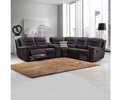 SAIGE  5 SEATER FABRIC CORNER RECLINER SOFA - VELVET GREY