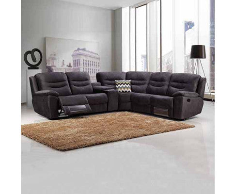 SAIGE  5 SEATER FABRIC CORNER RECLINER SOFA - VELVET GREY