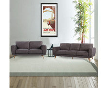 ALASKA 3 + 2 SEATER FABRIC SOFA  LOUNGE SET - BROWN